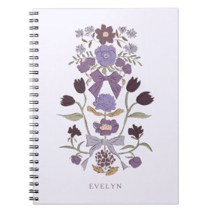 Bows and Blossoms Rustic Purple Notebook