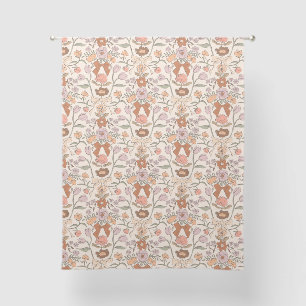Bows and Blossoms Terracotta Floral Sheer Curtains
