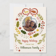 Bows and Boughs Holiday Photo Greeting Card