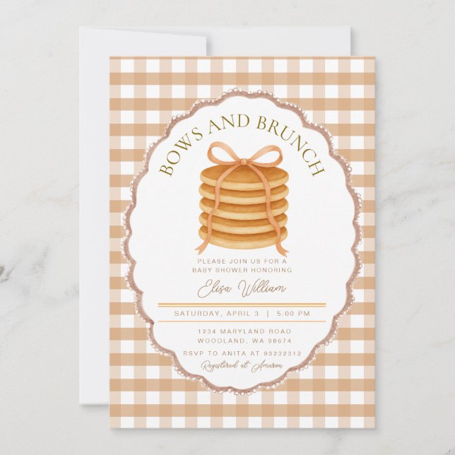Bows and Brunch Pancake Baby Shower Invitation (Front)
