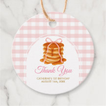 Bows and Brunch Pancake Pink 1st Birthday Gingham