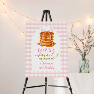 Bows and Brunch Pancake Pink 1st Birthday Gingham Foam Board