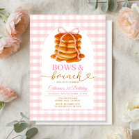 Bows and Brunch Pancake Pink 1st Birthday Gingham