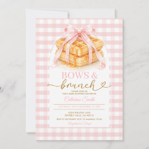 Bows and Brunch Pink Waffle Brunch Baby Shower Invitation