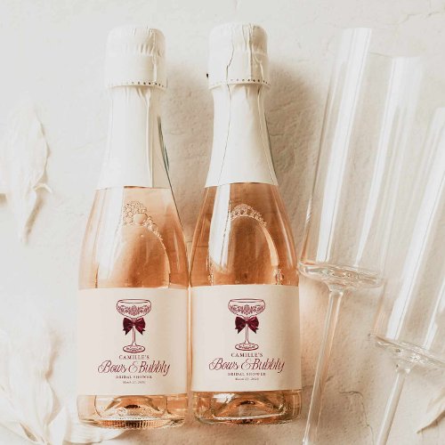 Bows and Bubbly Bridal Shower Mini Champagne Label