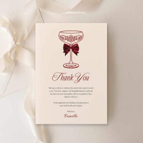 Bows and Bubbly Bridal Shower Thank you Card