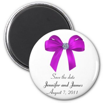 Bows And Diamonds Save The Date Magnet by Lilleaf at Zazzle