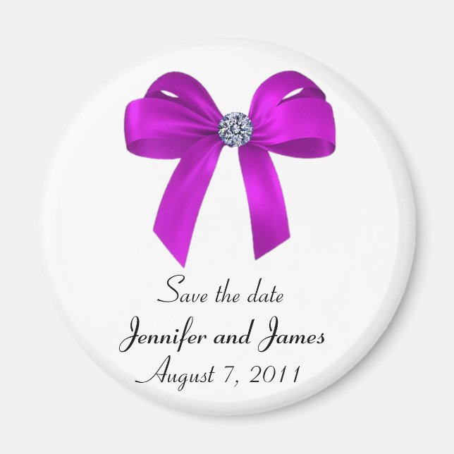Bows and Diamonds Save the Date Magnet (Front)