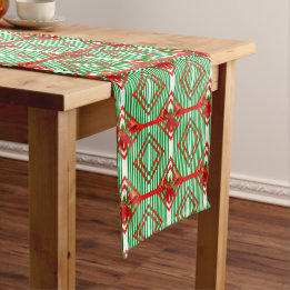 Bows and Stripes Retro Christmas Table Runner