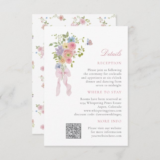 Bows and Wildflowers Enclosure Card (Front/Back)