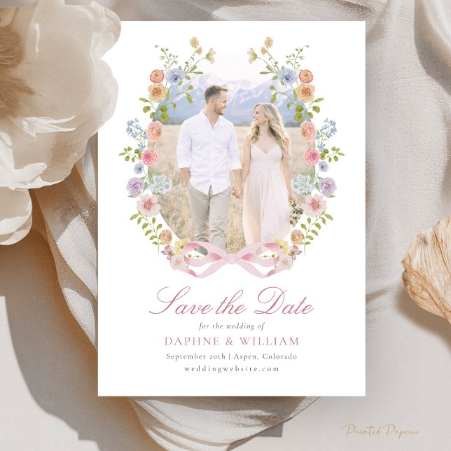 Bows and Wildflowers Photo Save The Date (Bows and Wildflowers Photo Save The Date
)