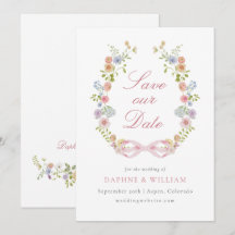 Bows and Wildflowers Save the Date Card