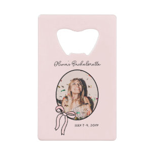 Bows & Babes Bachelorette Pink Girly Custom Credit Card Bottle Opener