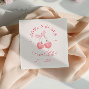 Bows & Babes Coquette Cherries Bachelorette Napkins