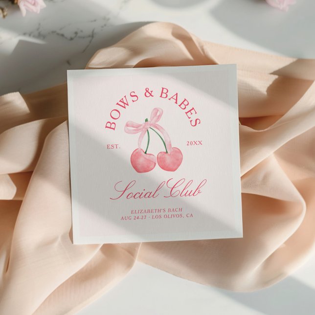 Bows & Babes Coquette Cherries Bachelorette Napkins (Creator Uploaded)