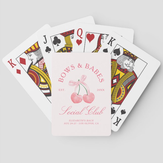 Bows & Babes Coquette Cherries Bachelorette Poker Cards (Back)