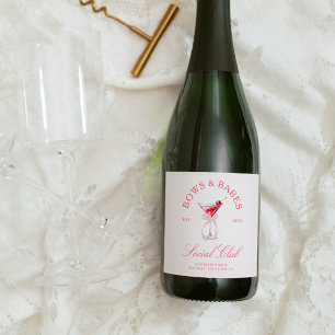 Bows & Babes Coquette Cherries Bachelorette Sparkling Wine Label