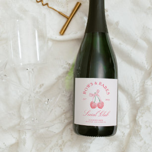Bows & Babes Coquette Cherries Bachelorette Sparkling Wine Label