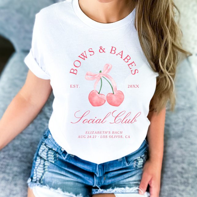 Bows & Babes Coquette Cherries Bachelorette T-Shirt (Creator Uploaded)
