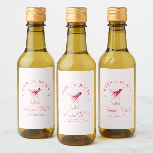 Bows & Babes Coquette Cherries Bachelorette Wine Label (Bottles)