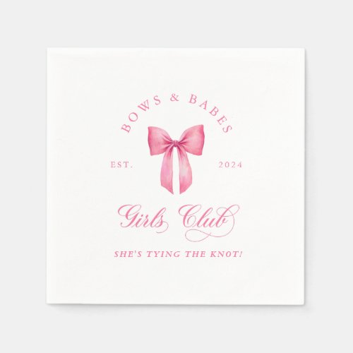 Bows  Babes Girls Club Bachelorette Napkins