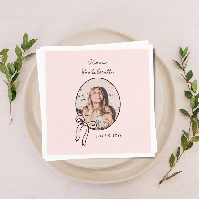 Bows & Babes Pink Bow Coquette Bachelorette Party  Napkins (Bows & Babes Pink Bow Coquette Bachelorette Party Napkins
)