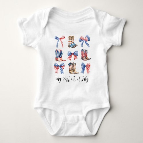 Bows Baby First 4th of July Coquette Aesthetic Baby Bodysuit