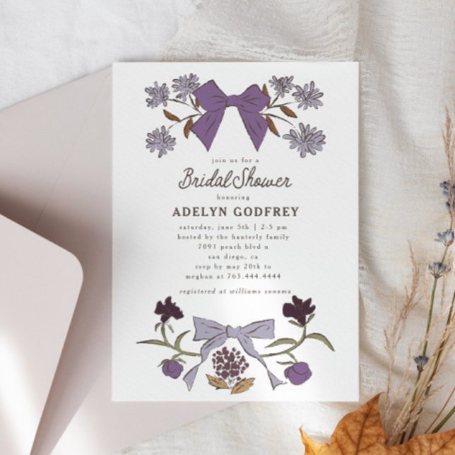Bows & Blossoms Lilac Coquette Bridal Shower Invitation (Creator Uploaded)