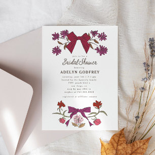 Bows & Blossoms Magenta Coquette Bridal Shower Invitation