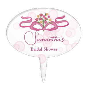 Bows & Bouquets Flower Bloom Bar Bridal Shower Cake Topper