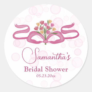Bows & Bouquets Flower Bloom Bar Bridal Shower Classic Round Sticker
