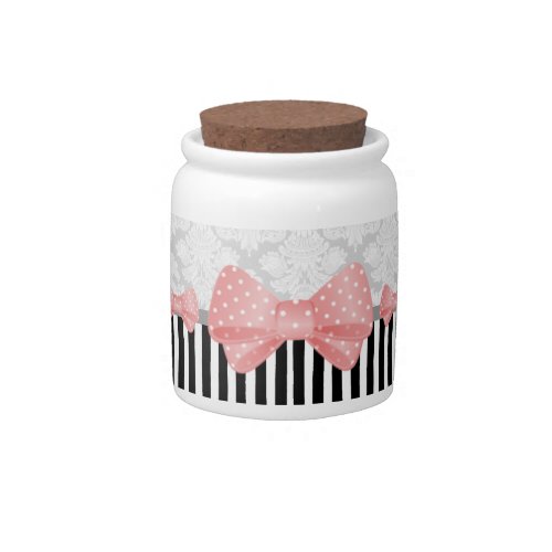 Bows Brocade and Stripes Candy Jar