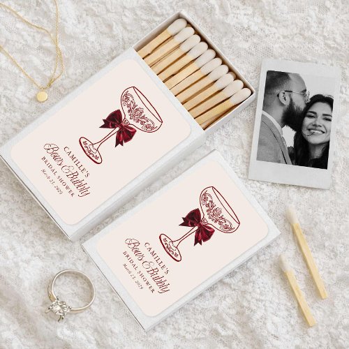 Bows & Bubbly Bridal Shower Matchbox Favors Matchboxes