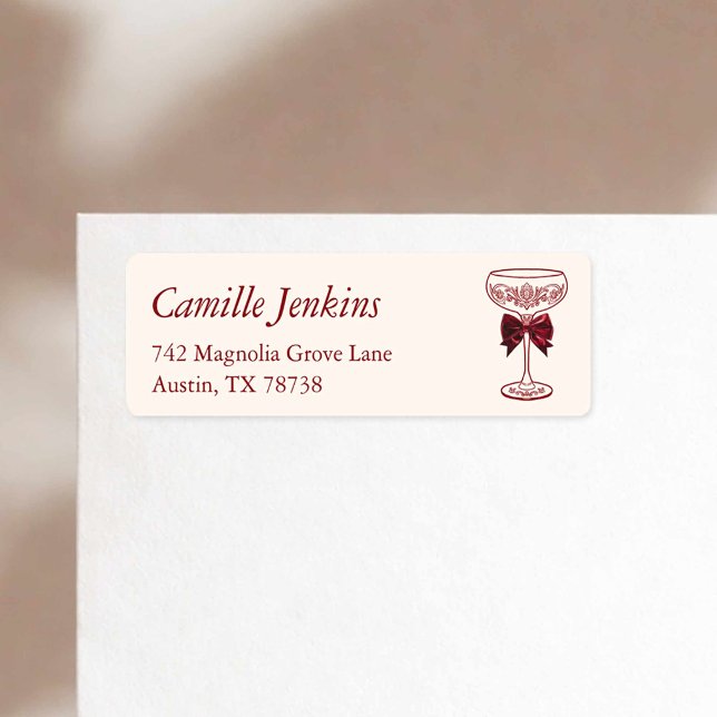 Bows & Bubbly Return Address Label (Bows and Bubbly Bridal Shower Return Address Label)