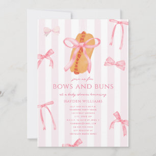 Bows & Buns Baby Q Hotdog Pink Girl Baby Shower Invitation