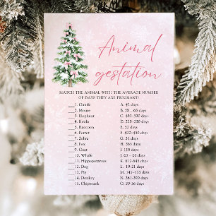 Bows Christmas Animal Gestation Baby Shower Game Invitation