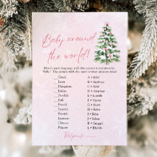 Bows Christmas Baby Around The World Baby Shower Invitation