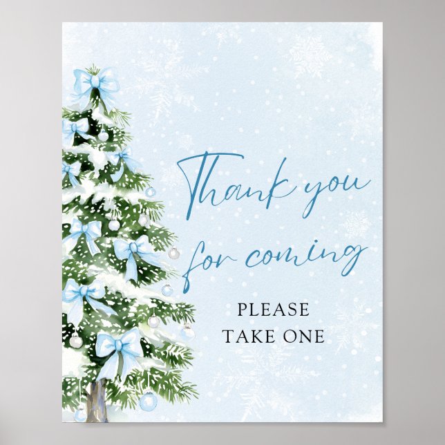 Bows Christmas Baby Shower Thank You For Coming  Poster (Front)