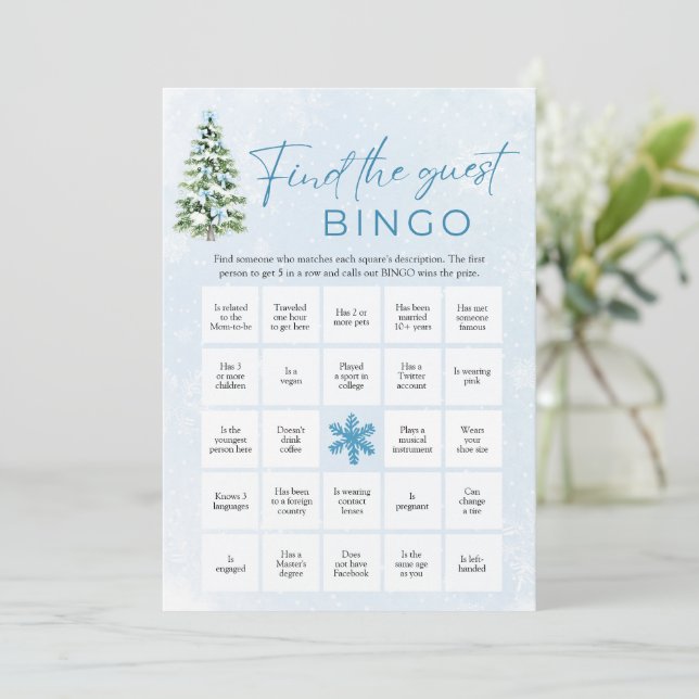 Bows Christmas Find the Guest Bingo Baby Shower Invitation (Standing Front)