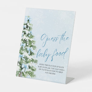 Bows Christmas Guess the Baby Food Baby Shower Pedestal Sign