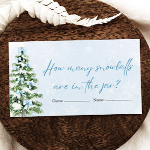 Bows Christmas How Many Snowballs Baby Shower Game Enclosure Card