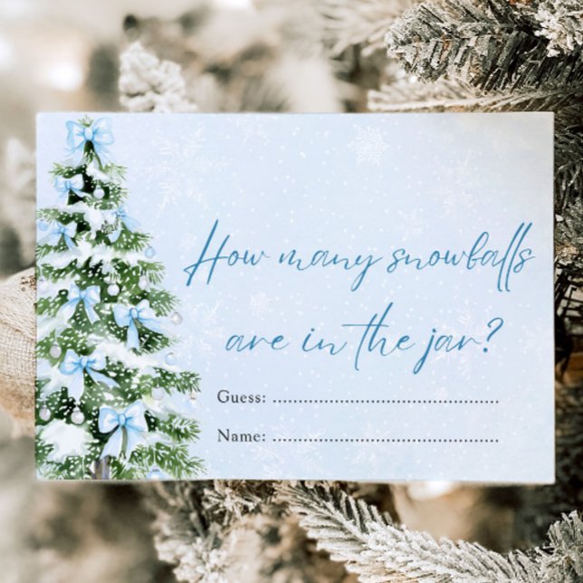 Bows Christmas How Many Snowballs Baby Shower Game Invitation (Bows Christmas How Many Snowballs Baby Shower Game )