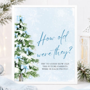 Bows Christmas How Old Were They Baby Shower Game Poster