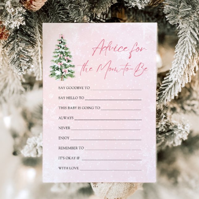 Bows Christmas Tree Advice for the mom-to-be Game Invitation (Pink Bows Christmas Tree Advice for the mom-to-be Game)