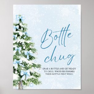Bows Christmas Tree Baby Shower Bottle Chug Sign