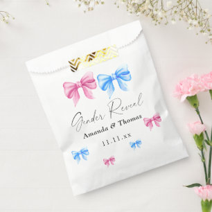 Bows Gender Reveal. Girl or Boy Favor Bag