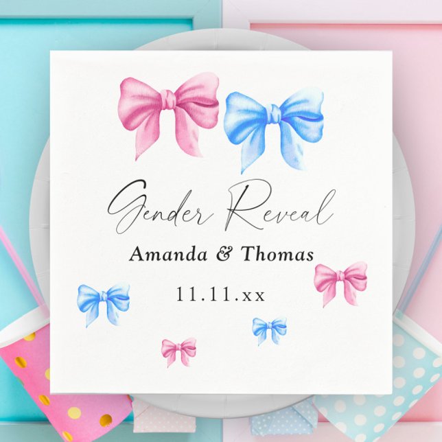 Bows Gender Reveal. Girl or Boy Napkins (Creator Uploaded)