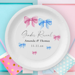 Bows Gender Reveal. Girl or Boy Paper Plates