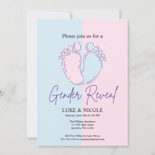 Bows Gender Reveal Party Baby Shower Invitation