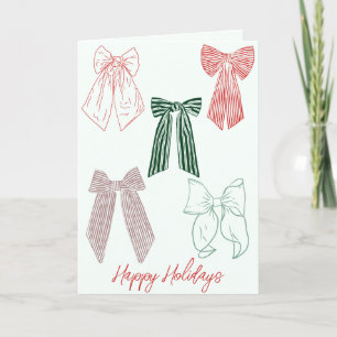 Bows Happy Holiday, 5" x 7" Folded Holiday Card